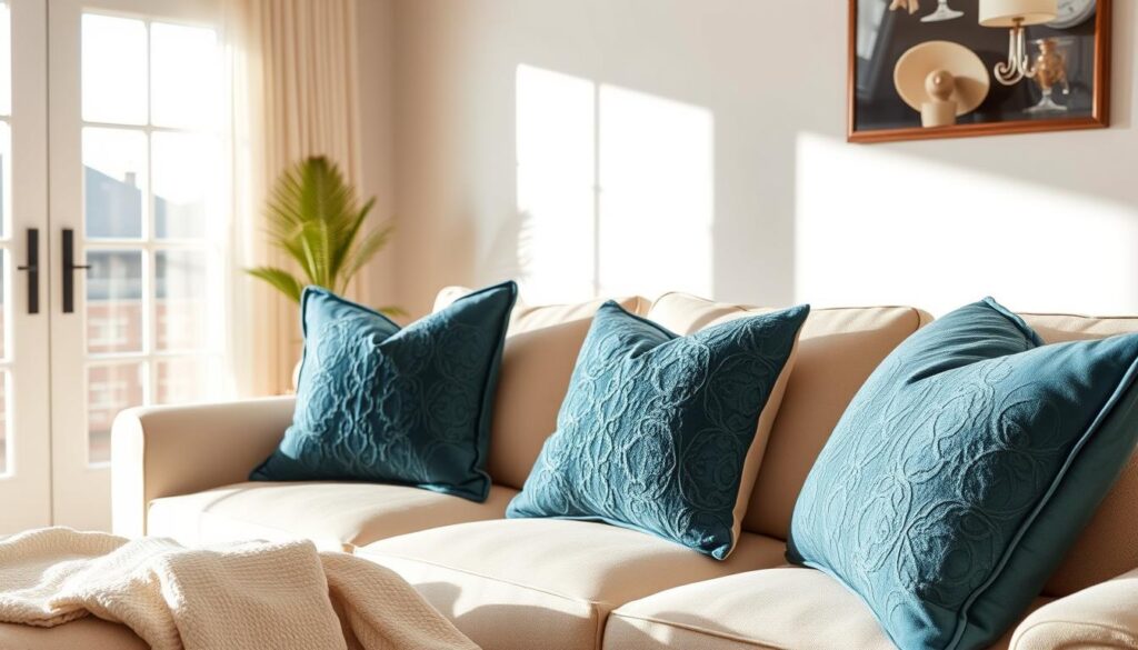 home summer decor beige cream dark blue